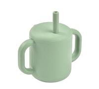 BÉABA, Tasse Paille d'Apprentissage Bébé, Fonction Biberon/Tasse, 100% Silicone de Haute Qualité, Larges poignées, Facilite la prise en main et la motricité, Ergonomique, 170mL, Vert Sauge