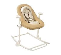 BÉABA, Transat bebe, Transat Up&Down Plus, 4 hauteurs, Réglable par simple pression, Pliable, Reducteur Naissance, Assise 100% Coton, Finitions Premium, Harnais 5 points, Breveté, Ocre