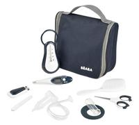 BÉABA - Trousse de Toilette Bébé - 9 Accessoires - Thermometre Bain et Digital - Anneau Dentition - Masseur de Gencives - Night Blue