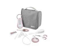 BEABA Trousse de toilette nomade bébé, 9 accessoires, Old pink