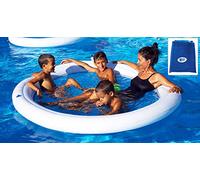 Beach Art- Hamac Flottant Gonflable Eau Spa avec Filet 190 cm, M190, Blanc et Bleu