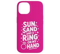 Beach Bachelorette Sun Sand and a Ring on My Hand Coque pour iPhone 14