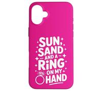 Beach Bachelorette Sun Sand and a Ring on My Hand Coque pour iPhone 16 Plus