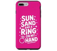 Beach Bachelorette Sun Sand and a Ring on My Hand Coque pour iPhone 7 Plus/8 Plus