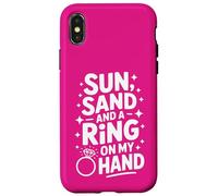 Beach Bachelorette Sun Sand and a Ring on My Hand Coque pour iPhone X/XS
