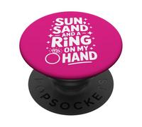 Beach Bachelorette Sun Sand and a Ring on My Hand PopSockets PopGrip Adhésif
