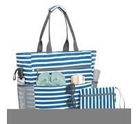 Beach Bag, Waterproof Picnic Tote Organizer, 16.54x15.35x5.91 Inches Sandproof Grocery Market Pouch, Foldable Travel Bag, Ideal for Pool, Boat, Sunglasses, Bottles, Trip, Vacation and Outdoor