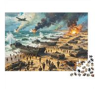 Beach Battle 1000 Pièce Jigsaw Puzzle Recyclé The Normandy War Senior Puzzles Party Jeu Accessoires Développant Boy & Girl‘s Intelligence Educational Fun 38x26cm/1000pcs