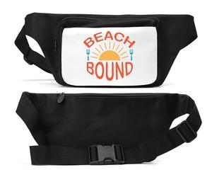 Beach Bound Sac banane minimaliste avec logo soleil et fourche Unisexe Noir