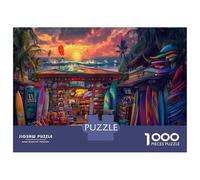 Beach Boutiques Puzzle 1000 Pièces Adulte Avec Clic Parfait,Ensemble De Casse-tête En Puzzle Magasins colorésénigme De Compétence Logique Pour Un Hobby Créatif,Puzzle À La Meilleure Évaluation 70x50cm