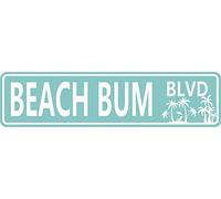 Beach Bum BLVD - Plaque de rue en métal vintage et amusante - Décoration murale en fer pour maison, ferme, bar, café, garage, intérieur et extérieur - 15,2 x 40,6 cm