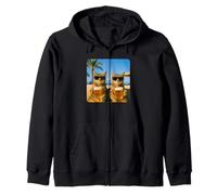 Beach Cats Drinking Beer Meme Funny Summer Waiter Bar Man Sweat à Capuche