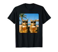Beach Cats Drinking Beer Meme Funny Summer Waiter Bar Man T-Shirt