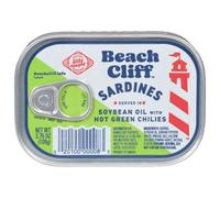 Beach Cliff Sardines In Soybean Oil with Hot Green Chilies, 3.75 Ounce Cans, 18 Count
