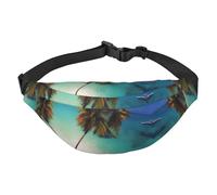 Beach Coconut Sunshine Boys Sac banane à bandoulière pour garçons, grand sac banane de voyage tendance pour le sport, la course, le cyclisme, les voyages, la pêche, noir, taille unique