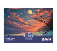 Beach Covered with Blue Glowing Diamonds 1000 Pcs Carton Extra-épais Coffret De Puzzles Ocean Under Sunset Stimulant Et Éducatif Jeu Créatif Puzzles As Birthday Gifts 70x50cm/1000pcs