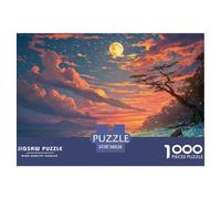 Beach Covered with Blue Glowing Diamonds 1000 Pcs Carton Extra-épais Lot de Puzzles Ocean Under Sunset Stimulant Et Éducatif Défi Unique Puzzles As Birthday Gifts 38x26cm/1000pcs