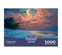 Beach Covered with Blue Glowing Diamonds 1000 Pièces Carton Premium Coffret De Puzzles Ocean Under Sunset Stimulant Et Éducatif Défi Unique Puzzles As Birthday Gifts 70x50cm/1000pcs