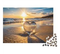 Beach Cœur de cristalPuzzle DIY 1000 Pièces Sunrise Coast pour Grands-Parents Amélioration De La Mémoire Renforcement Familial Cadeau De Noël 52x38cm/1000pcs