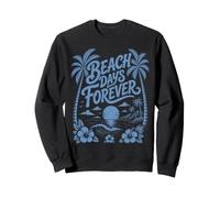 Beach Days Forever, Coucher de Soleil Tropical, Palmier et océan, Art rétro Sweatshirt