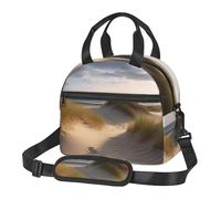 beach dunes Sac à déjeuner isotherme pour homme et femme - Sac fourre-tout réutilisable avec sangle réglable - Grande capacité - Sacs isothermes étanches pour le travail, les voyages, le bureau
