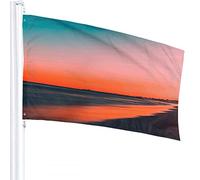 Beach Flag 3x5 FT Nature Ocean Sea Water Sand Farmhouse at Sunset Outdoor Flags Large Welcome Yard Banners Home Garden Yard Lawn Decor Red Green