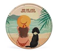 Beach Girl And She Lived Happily Ever After Ronde Métal Tin Sign Plaques Rondes Vintage Accueil Affiches Murales Bar Café Cuisine Garage Cour Homme Cave Décor Nouveauté Famille Cadeaux D'anniversaire
