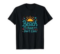 Beach Hair Don't Care Fun Pendant Les Vacances d'été T-Shirt, Homme, Noir, 4XL