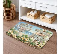 Beach House Rules Tapis de bain à séchage rapide, absorbant, antidérapant, lavable, motif floral tropical, 40,6 x 61 cm