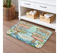 Beach House Rules Tapis de bain à séchage rapide, panneaux colorés, absorbant, antidérapant, en flanelle, lavable pour décoration de salle de bain, 50,8 x 81,3 cm