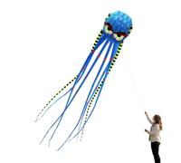 Beach Kite - 26 Foot Giant Octopus Kite | Large 3d Parachute Wing Stunt Kites - Tear Resistant Outdoor Flying Kites With Handle Line For Beach Family Fun, Kids Summer Vacation Activity And Birthday Gi