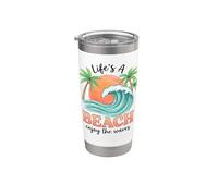 Beach Life Tropical Gobelet isotherme en acier inoxydable double paroi