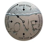 Beach Love Ocean Wave Seaside Coast Scenery Farmhouse Horloge marée en bois Côte Est Heure nautique Lune Horloge en bois pour marée haute et basse Décoration pour maison de plage, maison, voile,