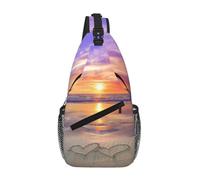 Beach Love Sac à bandoulière unisexe avec plusieurs poches, grande capacité, en polyester durable, sangle réglable pour les trajets quotidiens et les voyages