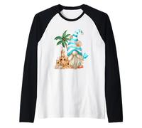Beach Lover with Flip Flops and Sand Castle Funny GNOME Manche Raglan