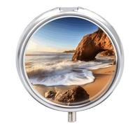 Beach Malibu Pilulier rond portable à 3 compartiments en métal
