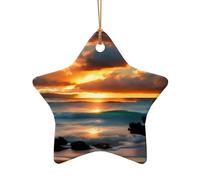 Beach Maui Hawaï Coucher de soleil vagues nuages Décoration de Noël Décorations d'arbre de Noël Décoration de vacances et idées cadeaux de Noël