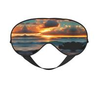 Beach Maui Hawaii Masque pour les yeux Motif coucher de soleil et vagues nuages - Sommeil confortable, bloque la lumière, couverture complète des yeux, idéal pour les voyages, la méditation