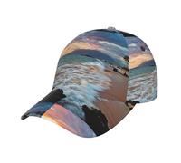 Beach Maui Hawaii Sunset Clouds Print Tylish Curved-Brim Baseball Cap - Full Print Polyester Hat for All Seasons and Genders, Plage Maui, Taille unique