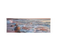 Beach Maui Hawaii Sunset Sea Waves Clouds Bannière imprimée pour Halloween et Noël - 60 x 180 cm - Toile de fond pour photographie, tapisserie murale pour toile de fond d'anniversaire, décoration