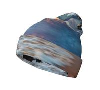 Beach Maui Hawaii Sunset Sea Waves Clouds Ladies Warm Knitted Hat Gift Thermal Fleece Lining Men Winter Beanie Hat Warm Women Winter Black