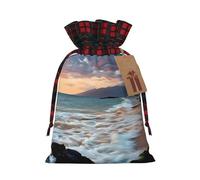 Beach Maui Hawaii Sunset Sea Waves Clouds Print Drawstring Bags Candy Snack Bag Reusable Holiday Bags for Packing and Storage S