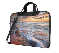 Beach Maui Hawaii Sunset Sea Waves Clouds Sac pour ordinateur portable, triple couche de protection antichoc pour ordinateur portable, sac à bandoulière pour homme et femme, Noir , 14 inch