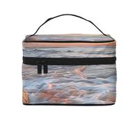 Beach Maui Hawaii Sunset Sea Waves Clouds Trousse de maquillage de voyage spacieuse et portable avec poignée, grande capacité, cadeau pour femmes et filles, Noir , Taille unique, Trousse de maquillage