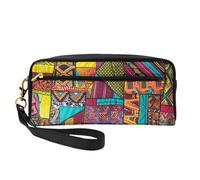 Beach Maui Hawaii Sunset Sea Waves Clouds Trousse de maquillage en cuir PU pour voyage, salle de bain, cosmétiques, Imprimé patchwork textile africain, One Size, Organiseur de sac