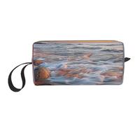 Beach Maui Hawaii Sunset Sea Waves Clouds Trousse de maquillage imprimée avec poignée, légère et portable pour voyage, salle de sport et utilisation quotidienne - Cadeau pour femmes et filles, blanc