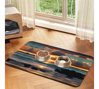Beach Maui Hawaii Sunset Sea Waves Nuages Tapis de nourriture absorbant antidérapant en cuir synthétique pour chien chat