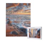 Beach Maui - Puzzle Hawaï imprimé coucher de soleil, vagues de mer, nuages avec boîte de rangement, puzzle en bois pour adultes et enfants, 500 pièces, jeu décoratif amusant en famille, 38 x 52 cm