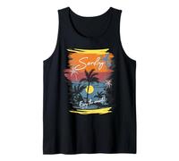 Beach Palms Sea Sunset Surf Enjoy The Moment Born To Surf Débardeur