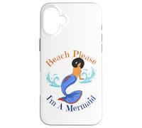 Beach Please I'm A Mermaid Sirènes Noires Amusantes pour Femmes et Filles Coque pour iPhone 16 Plus